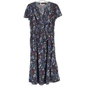 LOFT Floral Print Mini Dress - Blue and Red